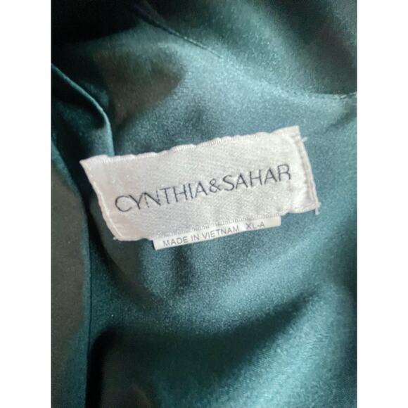 Women's Square Neck Satin Mermaid Dress Green XL Train 💚NEW💚Cynthia & Sahar - Picture 6 of 9